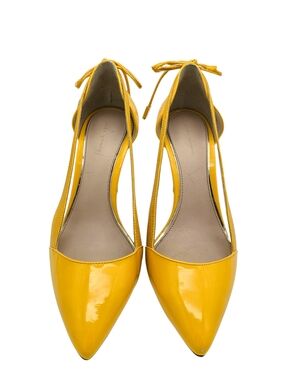 ZARA Patent Yellow Pointed Toe Heels